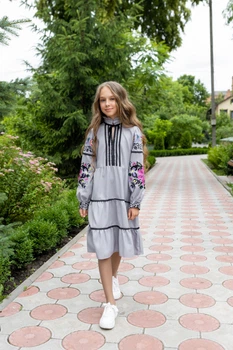 Вишита сукня для дівчинки Trend Поезія 158 Сірий (SOLSUD2232)