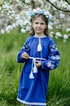 Вишита сукня для дівчинки Trend Троянда 92 Синій (SOLSUD2222)