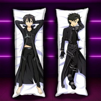 Подушка Дакимакура 150х50 см Кирито Мастера Меча Онлайн Kirito Sword Art Online Подушка с наволочкой двусторонняя (0166515)