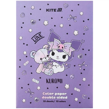 Папір кольоровий двосторонній Kite Kuromi А4 15 аркушів HK24-250-2