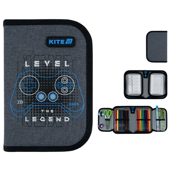Пенал Kite 1 відділення, 2 відвороти, з наповненням 622H Level UP (K26-622H-6)