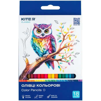 Олівці кольорові Kite Classic K-052, 18 кольорів