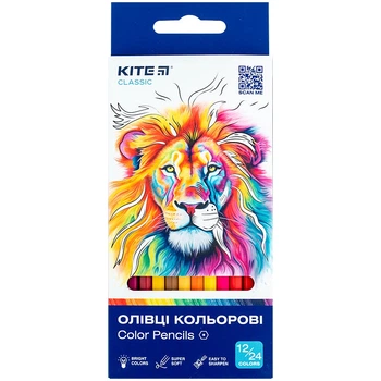 Олівці кольорові двосторонні Kite Classic K-054, 12 кольорів
