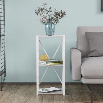 Этажерка 3/34 Ferrum-decor Серии Конект 73x34x28 белый ДСП Бетон 16мм (FRD-105527)