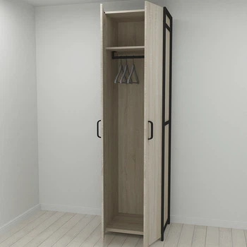 Шафа Гардероб Уні секція 6 серії Конект Ferrum-decor 220x60x50см Чорний метал ДСП Дуб Сонома 16 мм (FRD-104573)