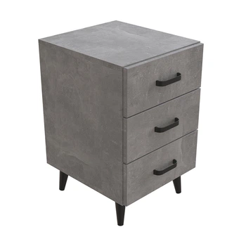 Тумба Вива 3 на конусных ножках Ferrum-decor 56,5x35x40 Черный металл ДСП Бетон 16 мм (FRD-106817)