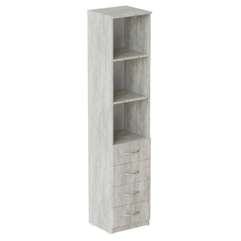 Пенал Анжело Ferrum-decor на 3 полки с 4 шухлядами 1900x400x380 ДСП Бетон 16 мм (FRD-104929)