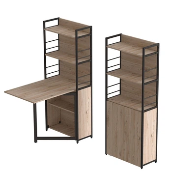 Стол книжка с этажеркой Практик 2 Ferrum-decor 1555x640x990 Черный металл ДСП Дуб Сан-Марино 16 мм (FRD-104626)