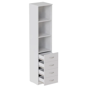 Пенал Анжело Ferrum-decor на 3 полки с 4 шухлядами 1900x400x380 ДСП Белое 16 мм (FRD-104923)