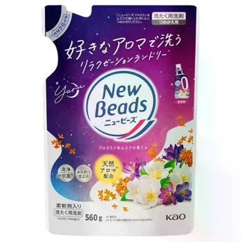 Гель для стирки белья Kao New Beads, аромат жасмин и мускус, пополнение 560 г.