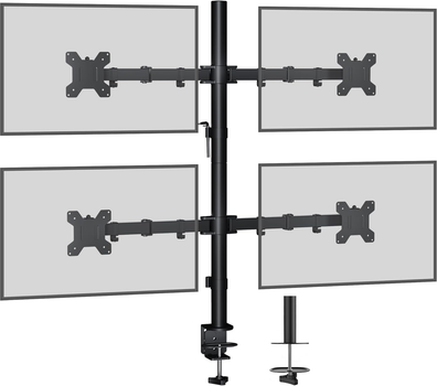Кронштейн для 4 моніторів BONTEC 13–27″, регульований Quad Monitor Stand, VESA 75x75/100x100, до 10 кг