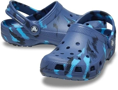 Дитячі крокси класік сині для хлопчика Crocs Kids' Classic Marbled Clog Navy/Multi (36-37, синій)