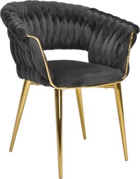 Крісло велюрове Hedo плетене Чорне 100079 (5907184130545)