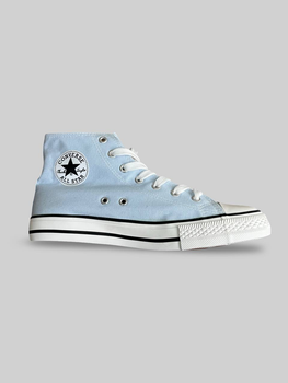 Женские кеды высокие с вышивкой Converse голубые 41