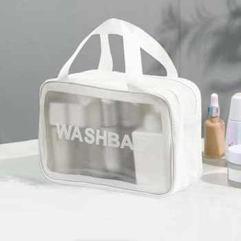 Прозрачная сумка-косметичка c ручками Washbag White 25см