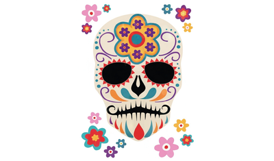 Наклейка на вікно Halloween цукровий череп (Sugar Skull) Day of the Dead декор для вікна або стіни великий стікер 40×60 см