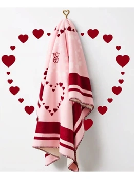 Плед Victoria's Secret Cozy Plush Sherpa Fleece Blanked Hearts Pink V-Day 152 см*127 см Рожевий (26945460)