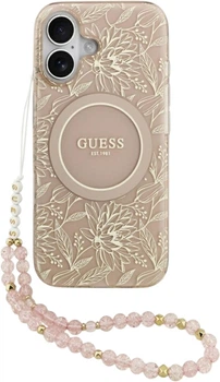 Чохол Guess IML Flowers Electro Pearl Strap MagSafe для Apple iPhone 17 Pink (GUHMP17SHCPOFPP)