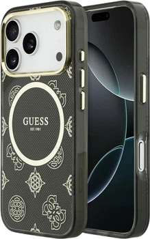 Etui Guess IML Peony Dot MagSafe do Apple iPhone 17 Pro Black (GUHMP17L5HPOEDK)