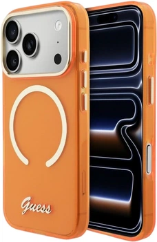 Etui Guess IML Script Metal MagSafe do Apple iPhone 17 Pro Orange (GUHMP17L5HTCSMSO)