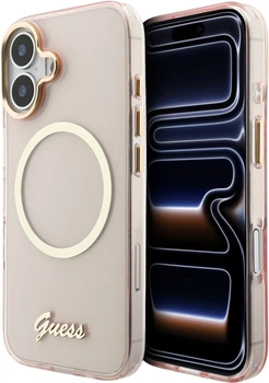 Etui Guess IML Script Metal MagSafe do Apple iPhone 17 Pink (GUHMP17S5HTCSMSP)