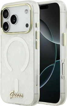 Etui Guess IML Shell Script Metal MagSafe do Apple iPhone 17 Pro Max White (GUHMP17X5HTPMCSH)
