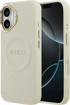 Etui Guess Peony Hot Stamp MagSafe do Apple iPhone 17 Beige (GUHMP17SPSAMSECE)