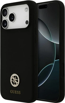 Etui Guess Silicone Logo Strass 4G MagSafe do Apple iPhone 17 Pro Max Black (GUHMP17XM4DGPK)
