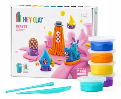 Пластилін HEY CLAY Beasts HCL15021CEE для дітей Звірі набір для моделювання звірів 15 кольорів