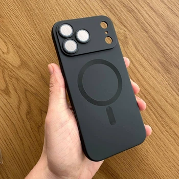 Чохол для Apple iPhone 17 Pro Max перламутровий, MagSafe, матовий чорний, посилений захист камери
