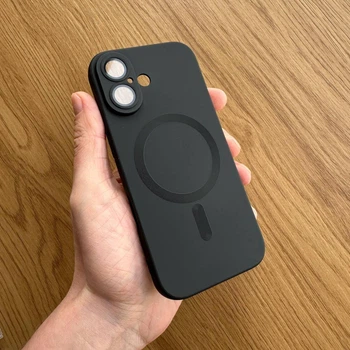 Чохол для Apple iPhone 17 перламутровий, MagSafe, матовий чорний, посилений захист камери
