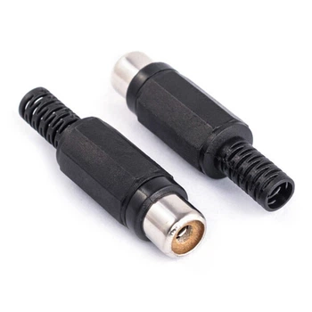 CC-106B RCA-вилка, "мама", прямой, черный,с амортизатором кабеля - 284391