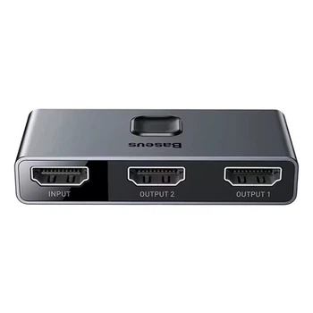 Свитч, переключатель двунаправленный Baseus CAHUB-BC0G, HDMI 2.1, 4K, 144Hz, HDR, 1to2, 2to1, для PS5, 4, 3, TV Box, Xbox, PC, Grey-Black