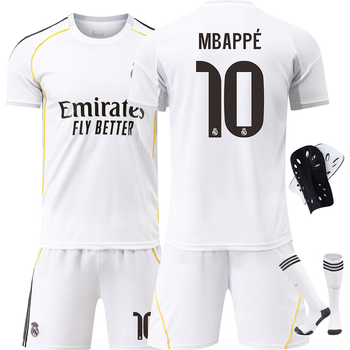 Футбольна форма Real Madrid Mbappe (Мбапе) 10 сезон 2026 з гетрами (розмір 34-38) та щитками розмір 28 зріст 150-155 см біла