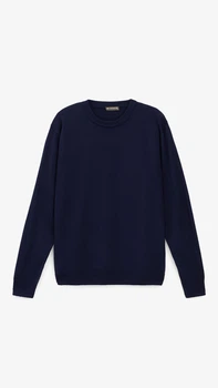 Джемпер однотонний чоловічий GENUA G01205-0002 L Темно-синій shop (2000999471452)