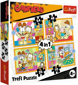 Набір пазлів Trefl 4в1 Гарфілд: Гарфілд любить лазанью 35/48/54/70 елементів 34673 (5900511346732)