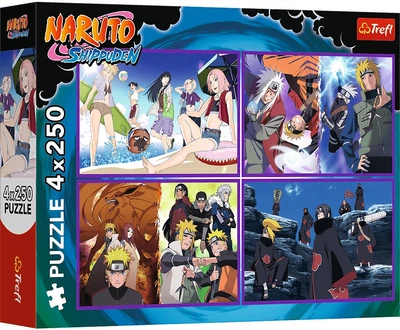 Набір пазлів Trefl Naruto Shippuden: Пригоди Наруто Узумакі 4 x 250 елементів 13339 (5900511133394)