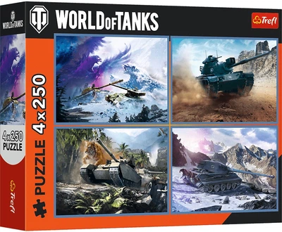Набор пазлов Trefl World of Tanks: Великая битва танков 4 x 250 элементов 13347 (5900511133479)