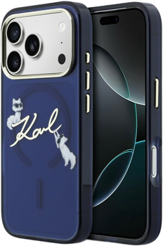 Etui Karl Lagerfeld IML Choupettes Karl  Script Logo MagSafe do Apple iPhone 17 Pro Blue (3666339606695)