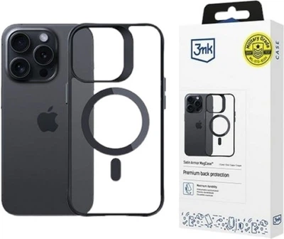 Etui 3MK Satin Armor MagCase do Apple iPhone 15 Pro Black + Transparent (5903108563833)