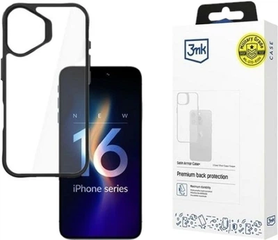 Etui 3MK Satin Armor Case+ do Apple iPhone 16 Plus Black + Transparent (5903108586542)
