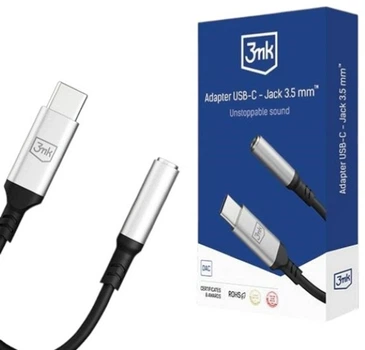 Adapter 3MK USB-C - miniJack Black-Silver (5903108518055)