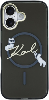 Etui Karl Lagerfeld IML Choupettes Karl  Script Logo MagSafe do Apple iPhone 17 Air Black (3666339605889)