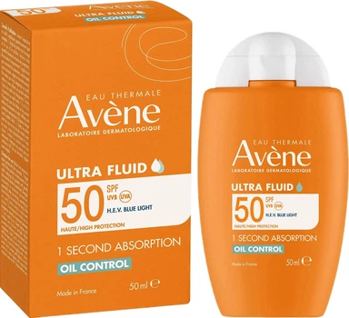 Солнцезащитный флюид для лица Avene Ultra-Fluid Oil Control 1 Second Absorption SPF50 50 мл (3282770397680)