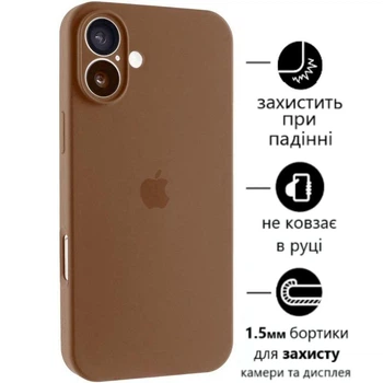 Чохол Silicone Premium case з захистом камери для iPhone 16 Full Camera Protective brown 3385