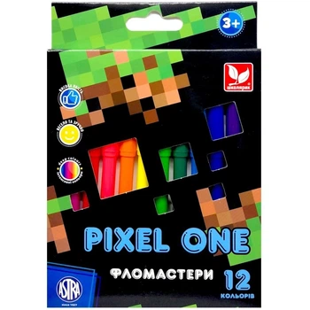 Фломастери "Pixel One", 12 кольорів школярик (290602)