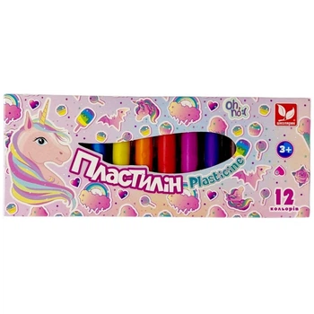 Пластилін круглий восковий Unicorn 12 кольорів школярик (290587)