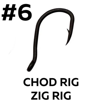 Крючки карповые Chod Rig, Zig Rig #6, 10 шт