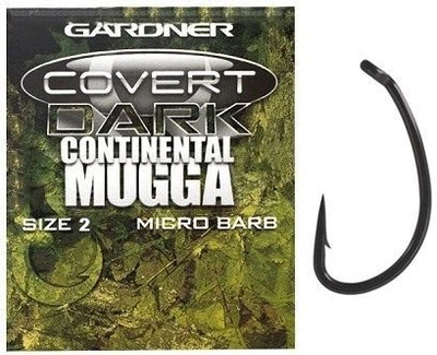 Гачки Gardner Covert Continental Dark Mugga hooks barbed #2 10 шт