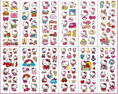 Набір наліпок Hello Kitty 12 аркушів 6.5*16.5 см